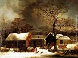 Scene Canvas Paintings - Winter Scene in New Haven